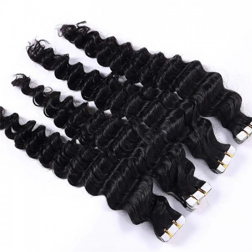 Human Hair Tape In Extensions Deep Wave（20pcs/set） | Human Hair Wig | Lace Front